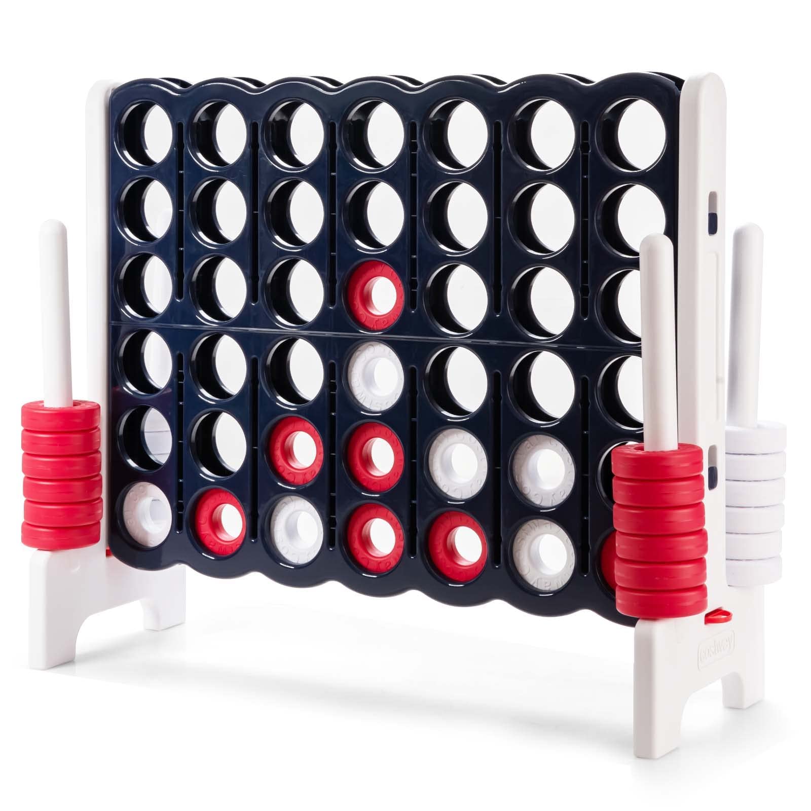 HONEY JOY Jumbo 4-to-Score Giant Connect 4 Game Set - 42 Oversized Rings & Quick-Release Slider - 3.5FT Tall Outdoor Yard Game for Kids, Adults & Family Fun - Perfect for Backyard Parties, Picnics & Beach Games