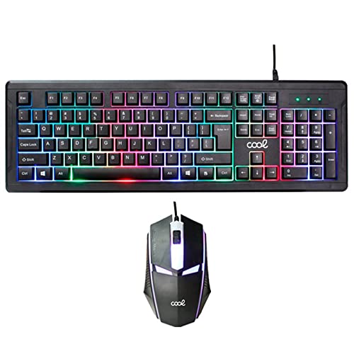 Spanish USB Wired Gaming Keyboard and Mouse Combo with Backlit LED - Perfect for PC Gaming, Office Work, and Typing (Florida Cool Design)