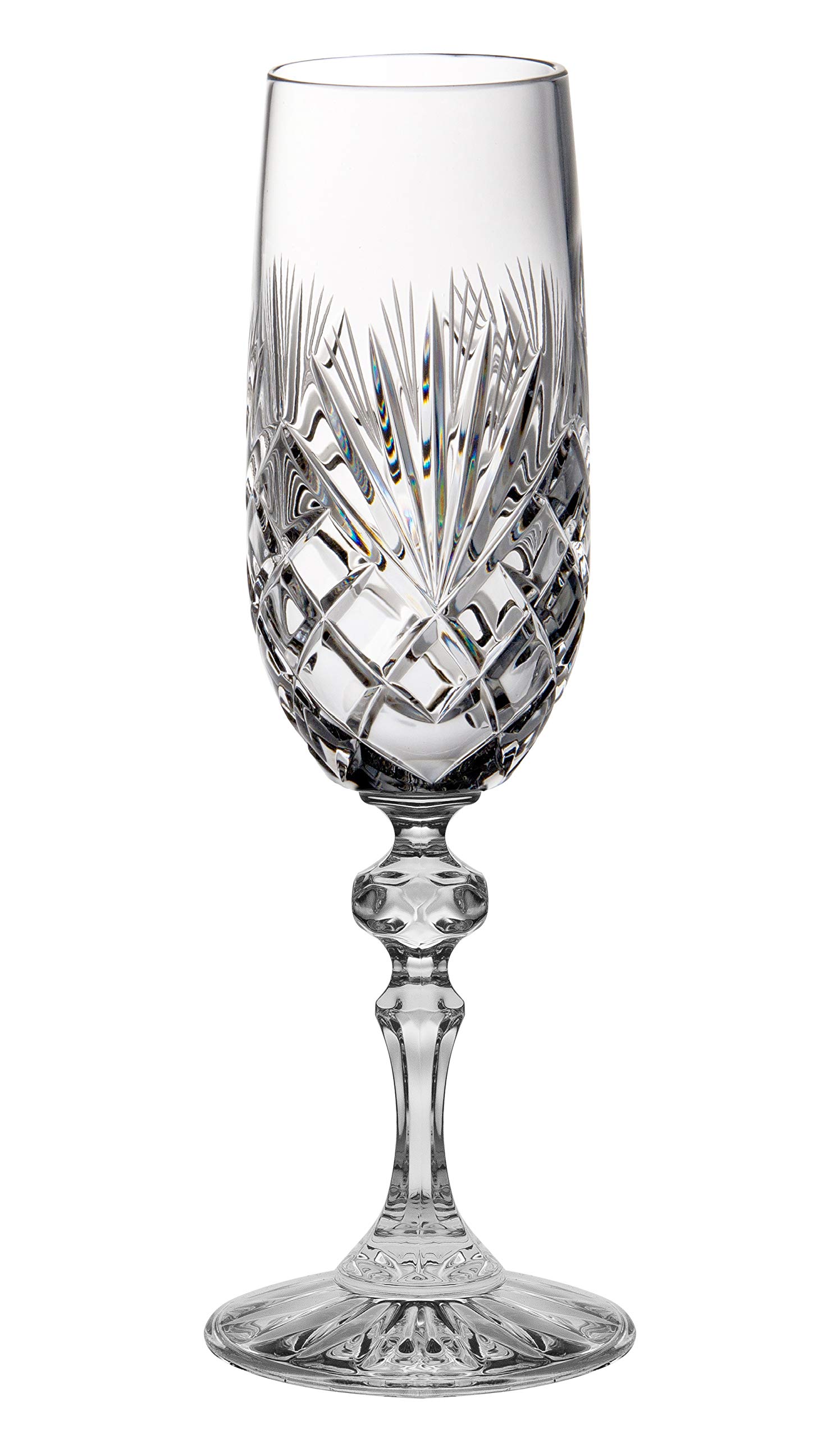 Barski Crystal Wedding Champagne Flutes - Set of 6 Elegant 6oz Toasting Glasses, Clear Modern Design, Dishwasher Safe - Perfect for Weddings, Anniversaries & Romantic Celebrations