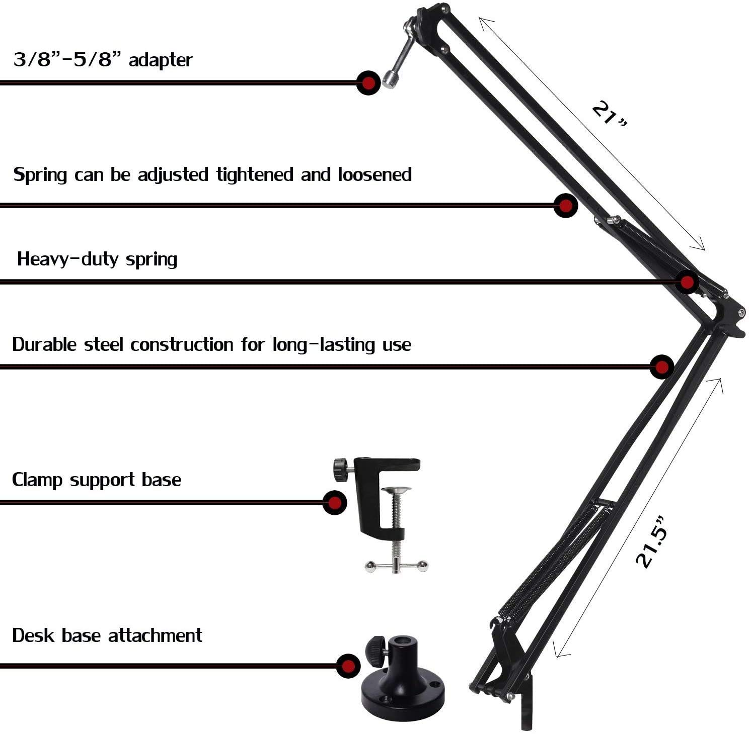 LyxPro Professional Condenser Microphone Kit with Adjustable Boom Arm, Swivel Mount & Desk Clamp + CR3-X Studio Monitors & Pro Tools First DAW Software - Perfect for Home Recording, Podcasting & Music Production
