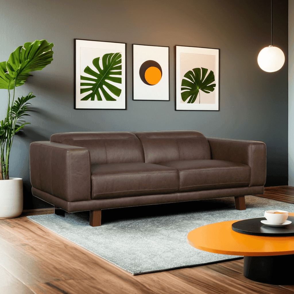 Premium Mizuki Leathaire Sofa - Water Repellent Genuine Leather Couch for Living Room, Home Theater & Office - Comfortable Modern Furniture with Stain Resistance
