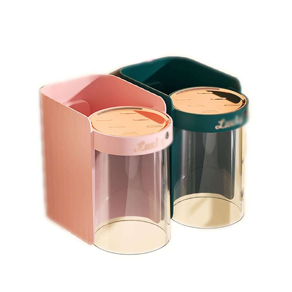 Magnetic Wall Mounted Toothbrush Holder - Large Capacity Bathroom Organizer for Kids & Family, Pink & Green - Perfect for Bathroom, Kitchen, or Travel Storage