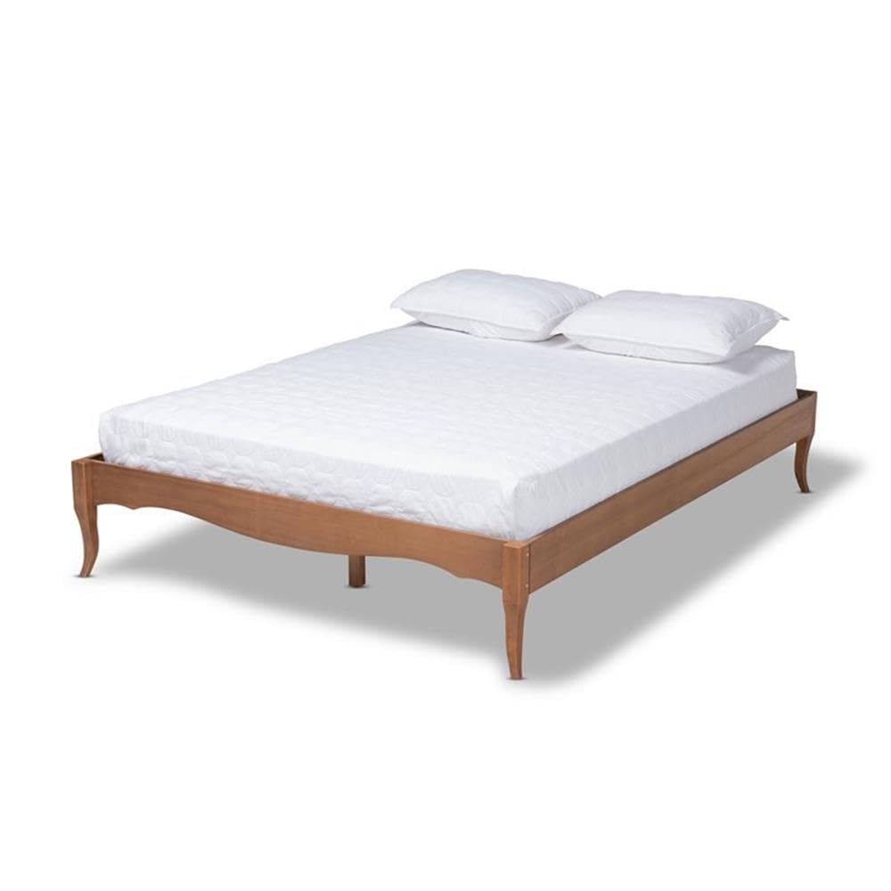 BOWERY HILL Queen Size Bed Frame - Solid Ash Brown Wood Platform Bed with Sturdy Slat Support | Perfect for Modern Bedrooms, Guest Rooms & Master Suites