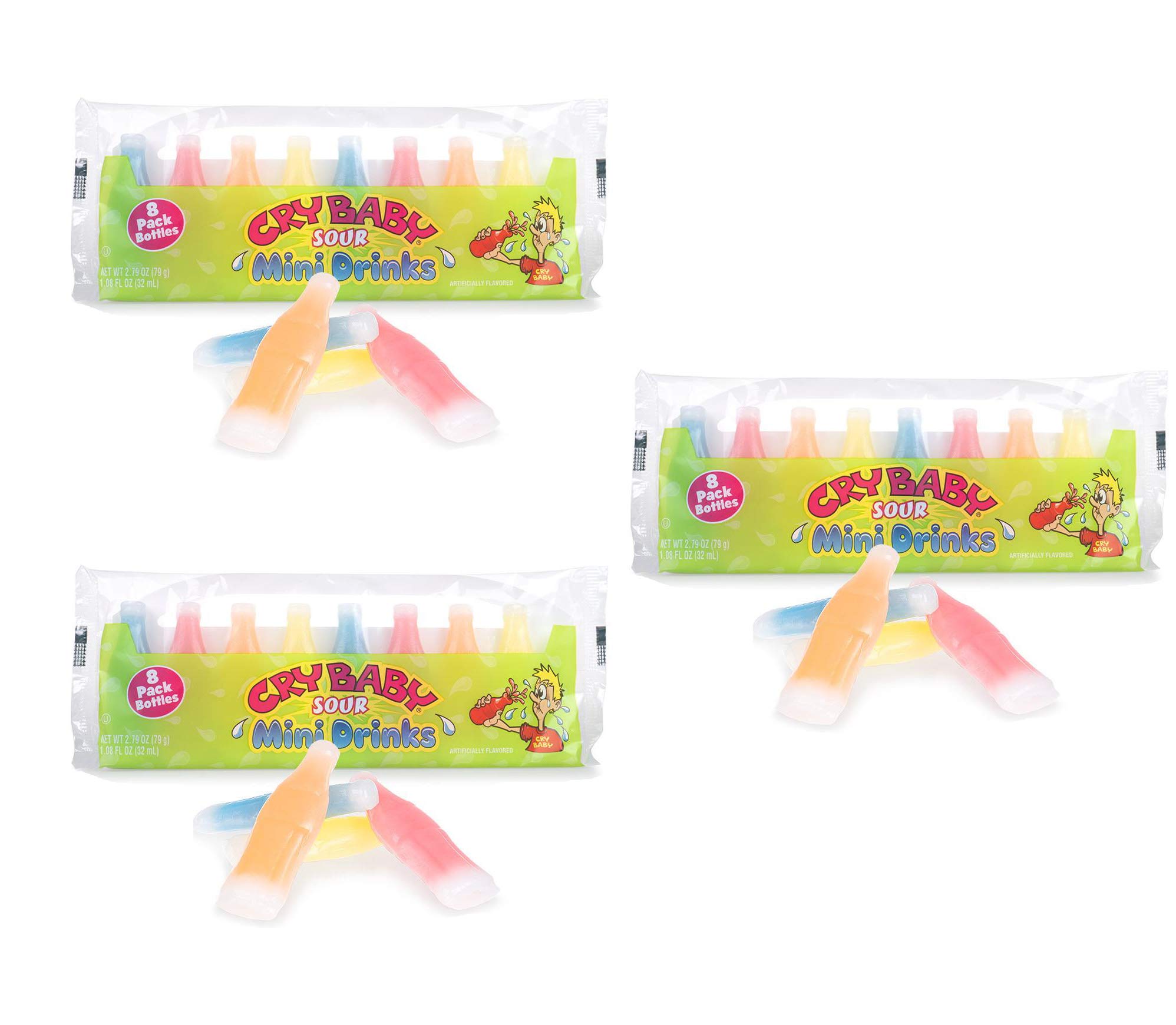 Sour Mini Wax Drinks - Cry Baby Candy (24 Bottles) - Perfect for Parties, Halloween Treats & Candy Buffets
