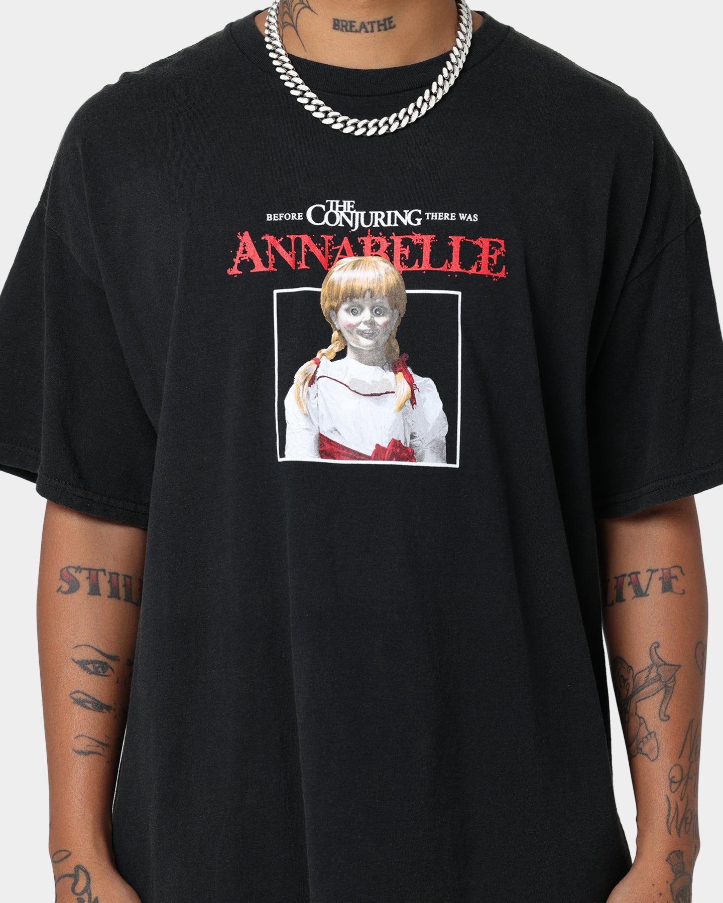 American Thrift X Annabelle Vintage Black Wash T-Shirt | Retro Graphic Tee for Women | Perfect for Casual Wear, Street Style & Vintage Fashion Lovers