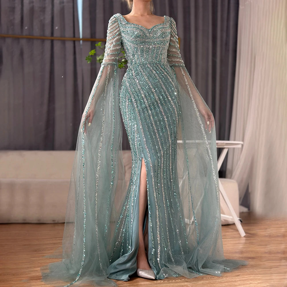 Serene Hill Blue Sweetheart Mermaid Evening Gown with Beaded Overskirt - Luxury Women's Wedding Party Dress 2025 LA72314 | Perfect for Formal Events, Prom, Bridal Showers & Red Carpet Occasions