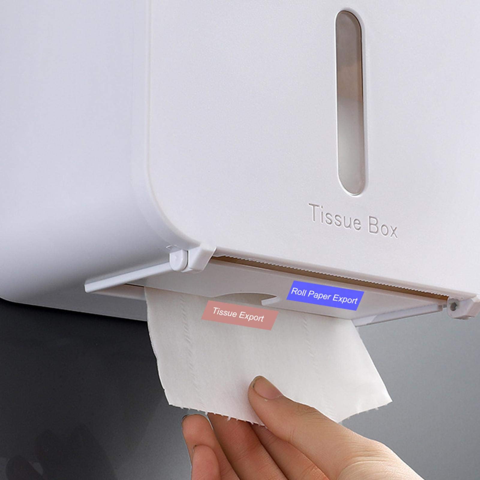 Waterproof Wall-Mounted Toilet Paper Holder with Transparent Window & Storage Drawer - Multifunctional Bathroom Tissue Dispenser for Regular Rolls (7.5
