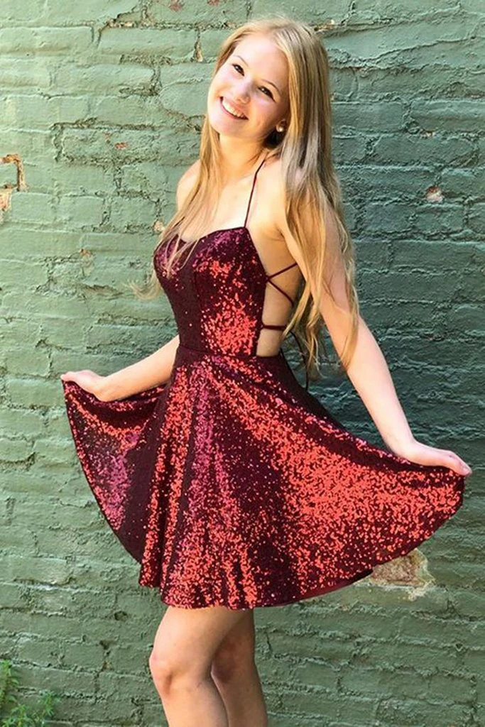 Sexy Backless Burgundy Homecoming Dress - Short Formal Evening Gown for Prom, Party & Special Occasions | Elegant Women's Cocktail Dress J3888
