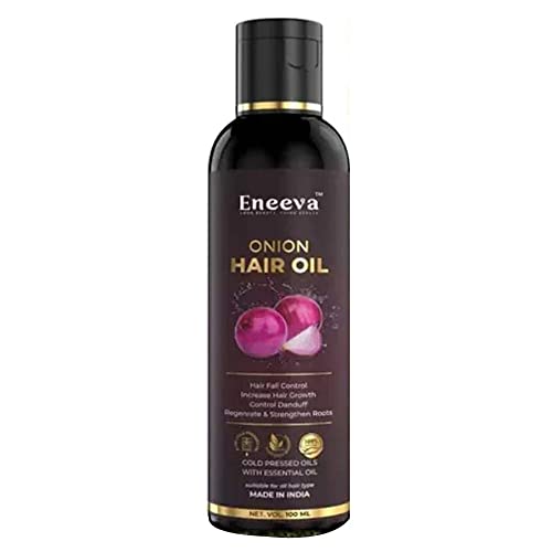 Eneeva Best Onion Hair Oil - 100% Herbal Pure Hair Growth & Fall Control Treatment | 100ml | Promotes Thicker, Stronger Hair | Ideal for Daily Scalp Massage & Hair Care Routine