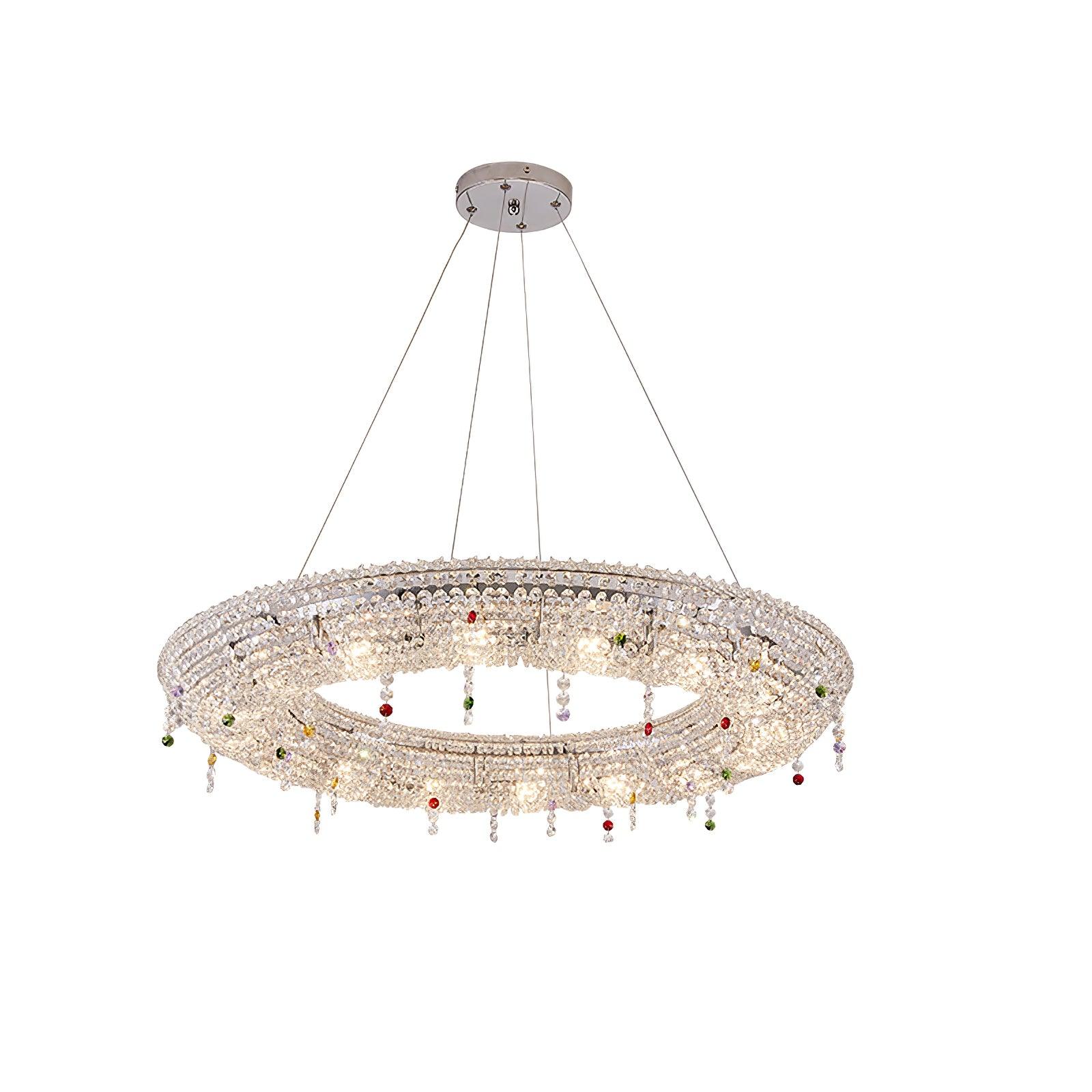 Modern Round Crystal Chandelier - Elegant Ceiling Light Fixture for Dining Room, Living Room & Bedroom | Energy Efficient LED Lighting | Perfect for Home Decor & Wedding Venues