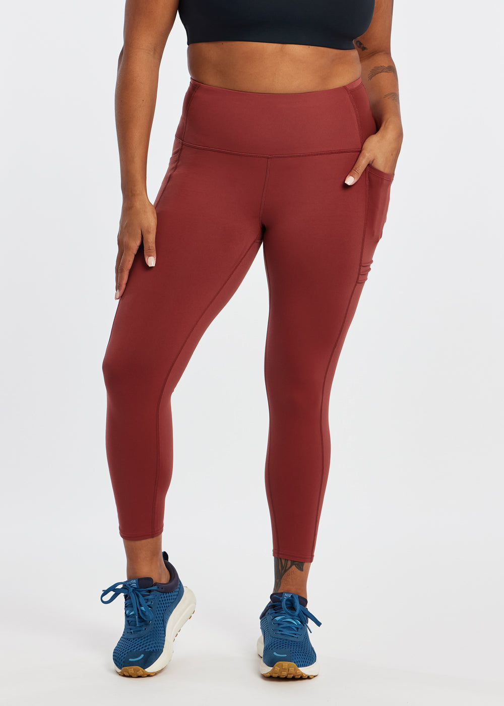 Pocket Jogger 3/4 Running Tights for Women - High Waist Yoga Workout Leggings with Side Pockets - Perfect for Jogging, Gym, Yoga & Outdoor Activities