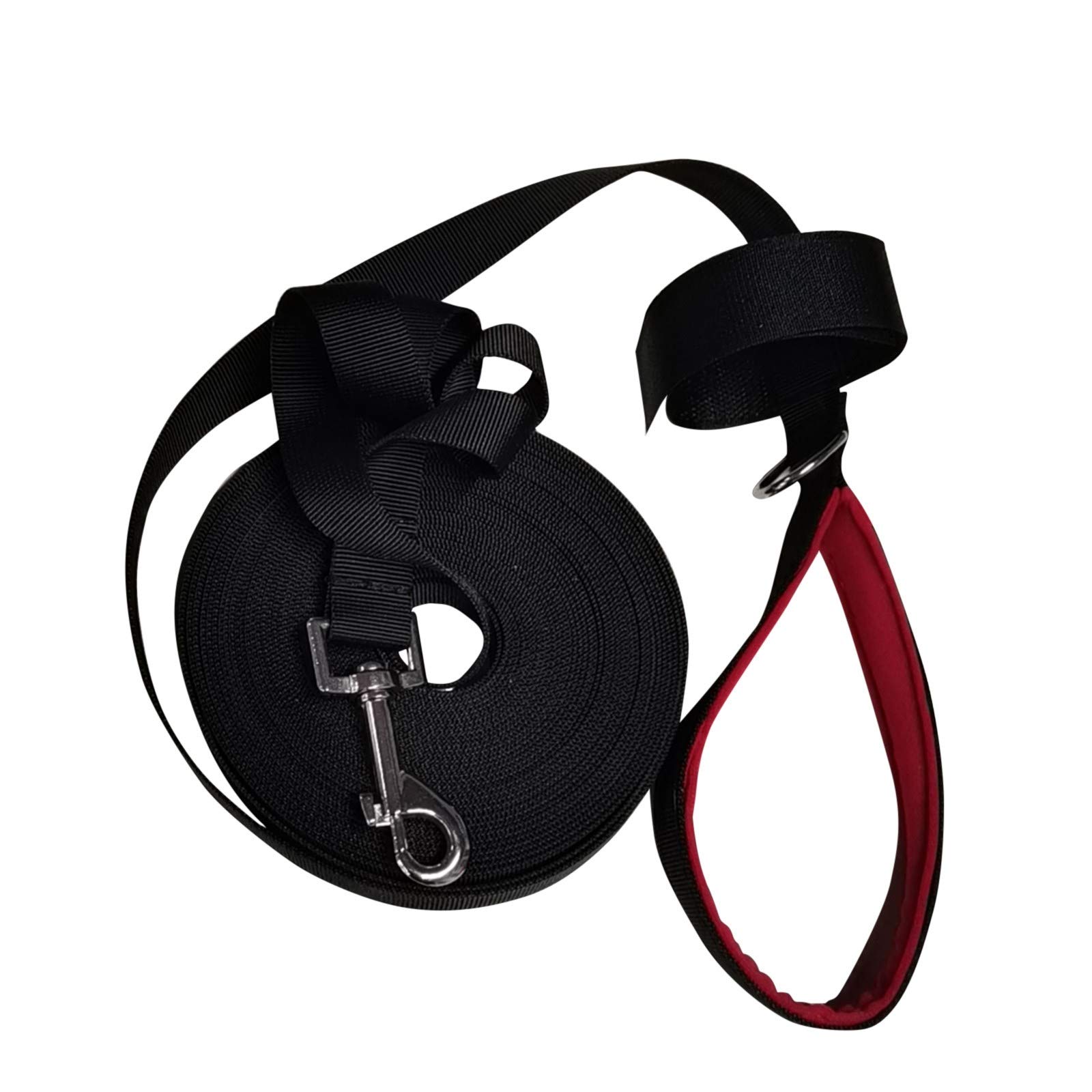 JKRED 6M Padded Long Dog Leash with Comfort Handle - Durable Nylon Rope for Large Dogs, Walking, Training & Outdoor Adventures (Black)
