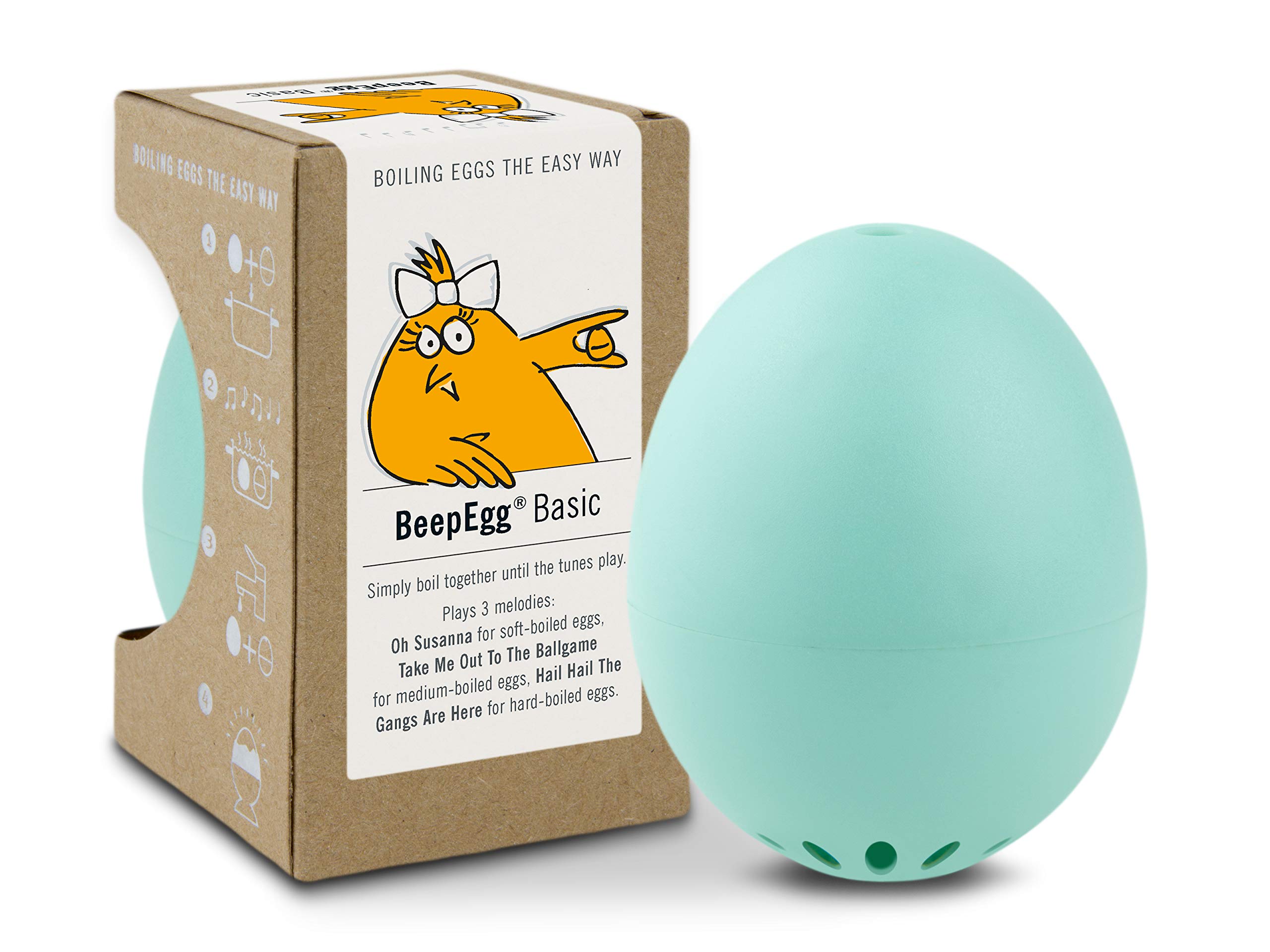 Beepegg Egg Basic Turquoise Egg Timer – Boiling Egg Timer for Soft, Medium, Hard Eggs – Food Safe Musical Egg Cooker – Singing Floating Kitchen Timer – Perfect for Breakfast, Cooking, Baking & Meal Prep
