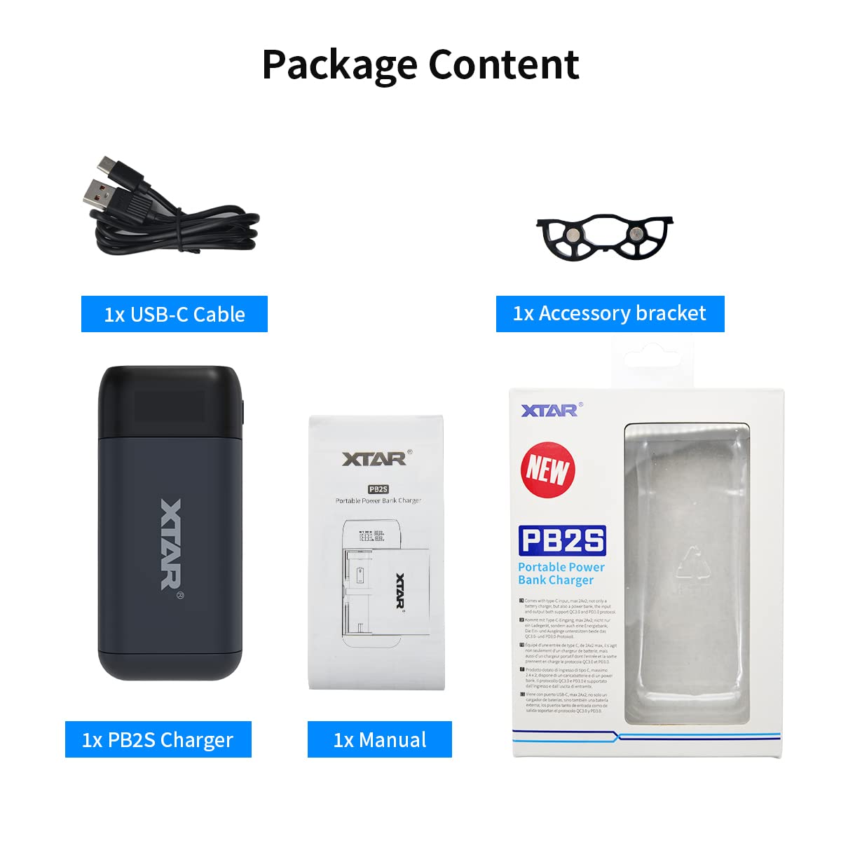 XTAR PB2S 18650 Battery Charger with USB-C Port - Fast Charging for 18650, 21700, 20700 Li-ion Batteries (Batteries Not Included) | Perfect for Flashlights, Vapes & Power Tools