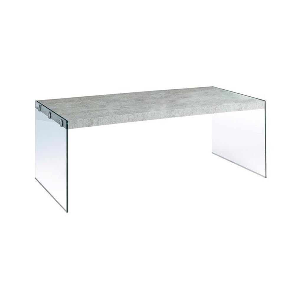 Pemberly Row Modern Gray Cement Coffee Table - Stylish Living Room Centerpiece for Home Decor & Entertainment