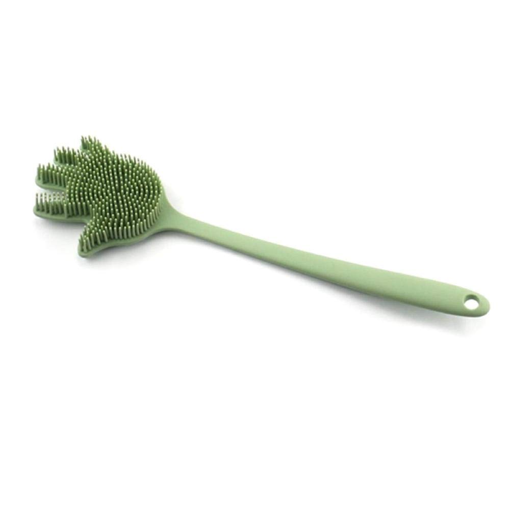 XiXiBoom Silicone Bath Brush with Long Handle - Exfoliating & Massaging Shower Brush for Deep Cleansing - Green - Perfect for Back Scrubbing, Body Exfoliation & Relaxing Spa Experience at Home