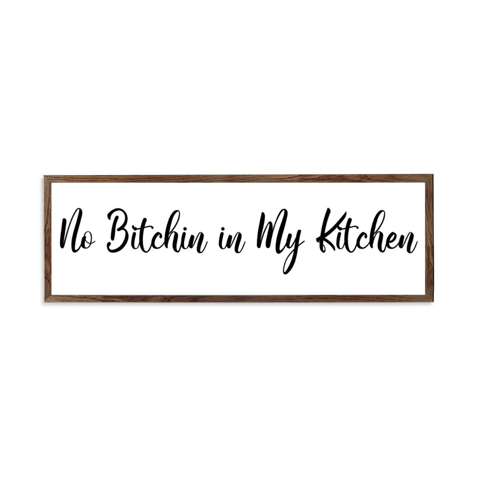 No Bitchin In My Kitchen - Funny 6x20 Inch Rustic Wooden Sign for Mother's Day, Chef Gifts & Kitchen Decor - Perfect for Farmhouse Kitchens, Cooks & Mom's Birthday