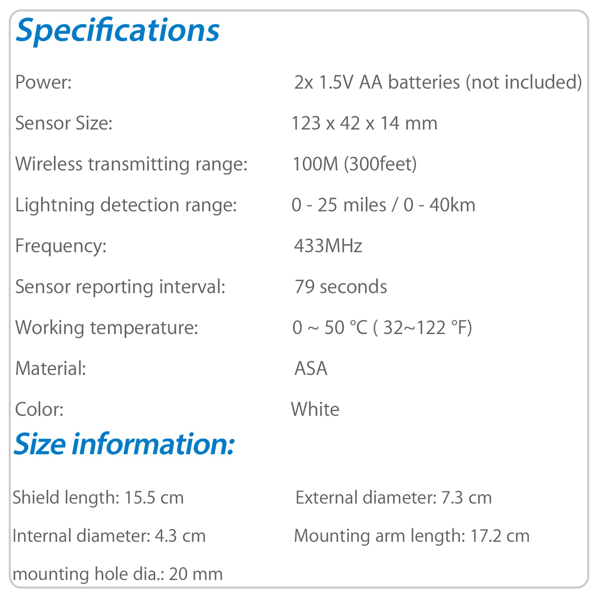 PanTech Weather Station Thunder & Lightning Sensor - Compatible with PT HP2550, HP2553, HP2564, GW1201, WS3900 | Real-Time Storm Detection for Home & Outdoor Safety | AU Stock