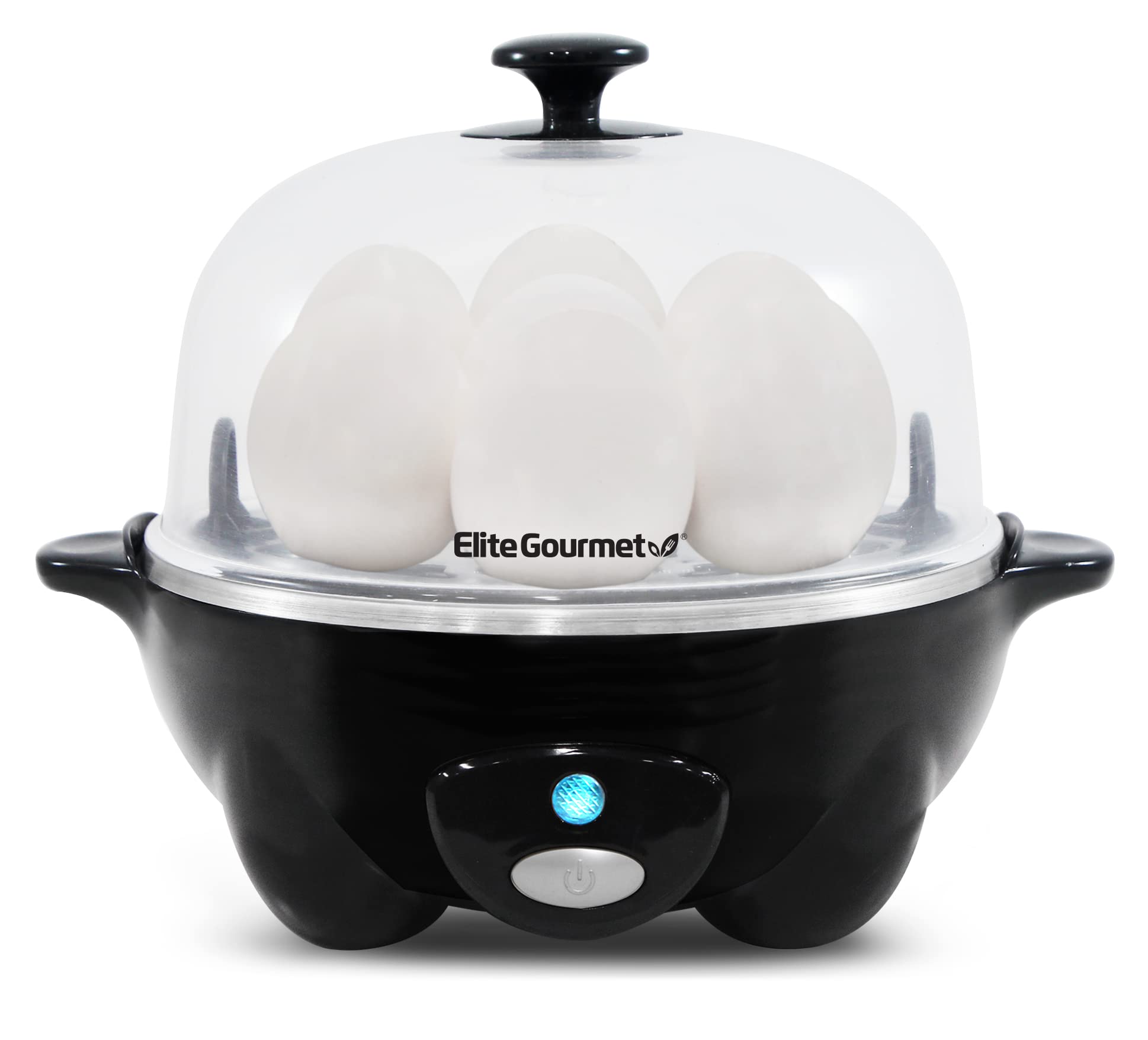 Elite Gourmet EGC-007B Rapid Egg Cooker - 7 Egg Capacity for Hard, Medium & Soft Boiled Eggs, Poaching & Omelets | Auto Shut-Off & Alarm | Includes 16-Recipe Booklet (Black) | Perfect for Breakfast Meal Prep & Healthy Cooking