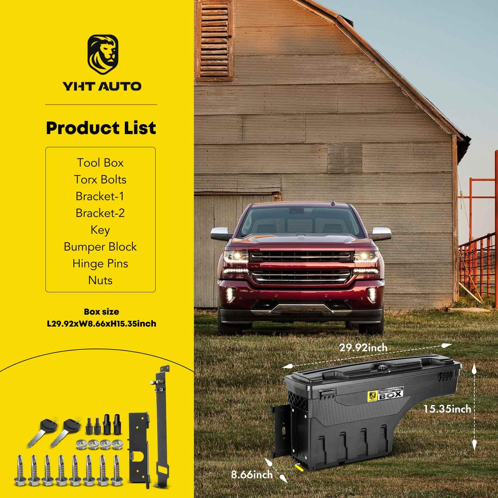Lockable Truck Bed Tool Box for 2016-2023 Nissan Titan & Titan XD - Driver Side Waterproof Wheel Well Storage Box | Not Compatible with UTILI-TRACK System or Titan Box | Perfect for Organizing Tools, Camping Gear & Work Equipment