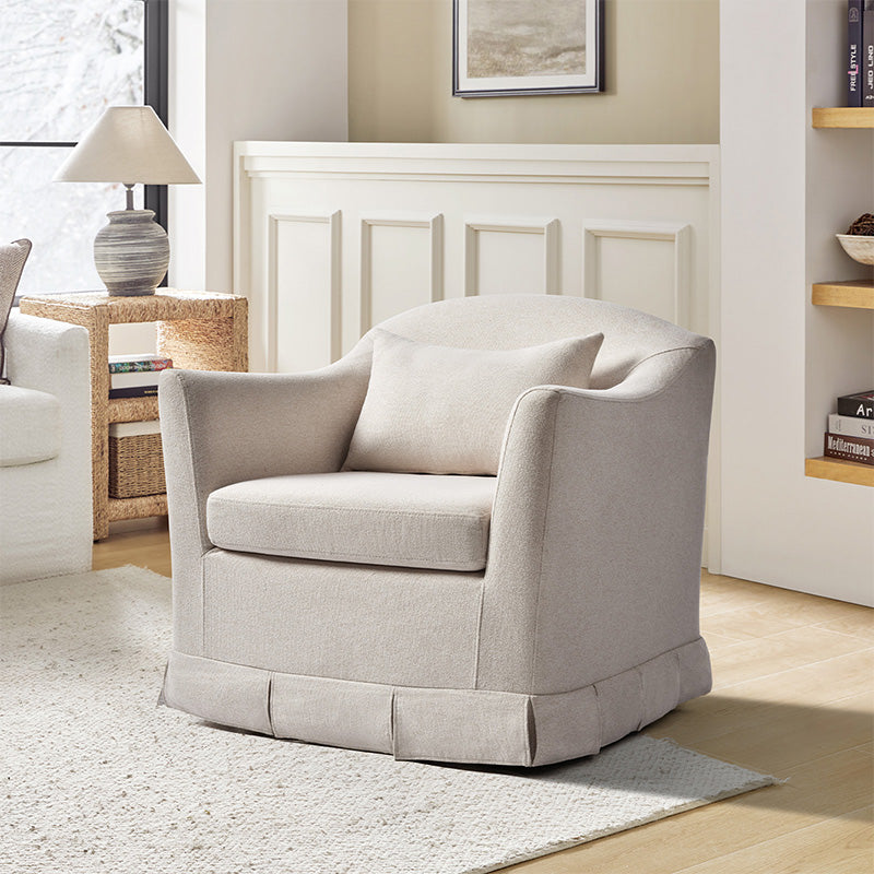 Sara Armchair with Removable Slipcover & Box Pleated Skirt - Modern Living Room Accent Chair for Home, Office, or Reading Nook