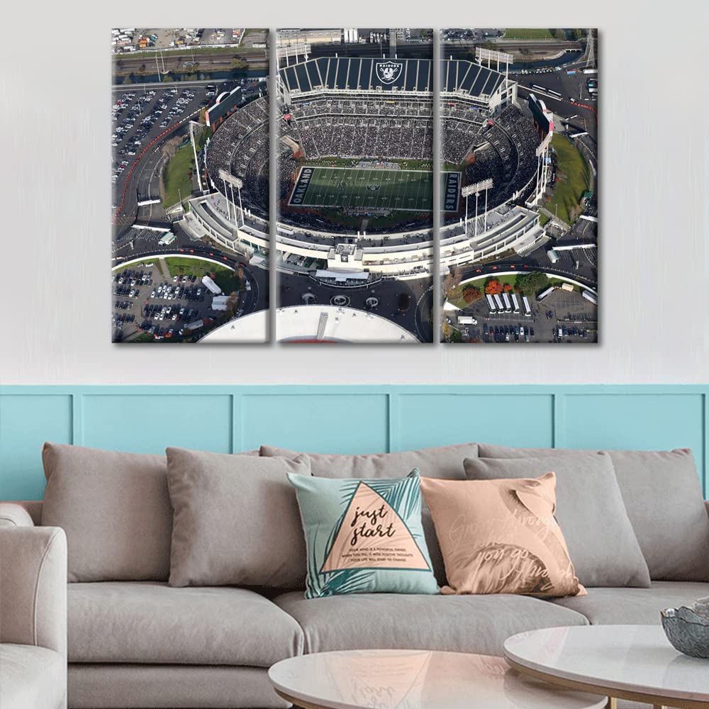 3 Panel Las Vegas Canvas Wall Art - American Soccer Team Prints, Sports Decor for Bedroom & Living Room - Allegiant Stadium Painting, Framed & Ready to Hang (36x24 Inches) - Perfect for Game Room, Man Cave & Sports Fan Gifts
