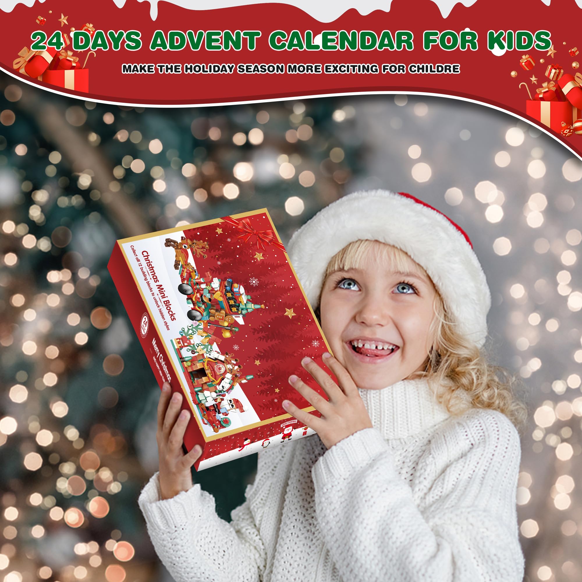 2024 Advent Calendar with 24 Days of Building Blocks - 12-in-1 Surprise Models for Kids & Adults | Christmas Countdown, STEM Learning Toy, Holiday Gift Idea