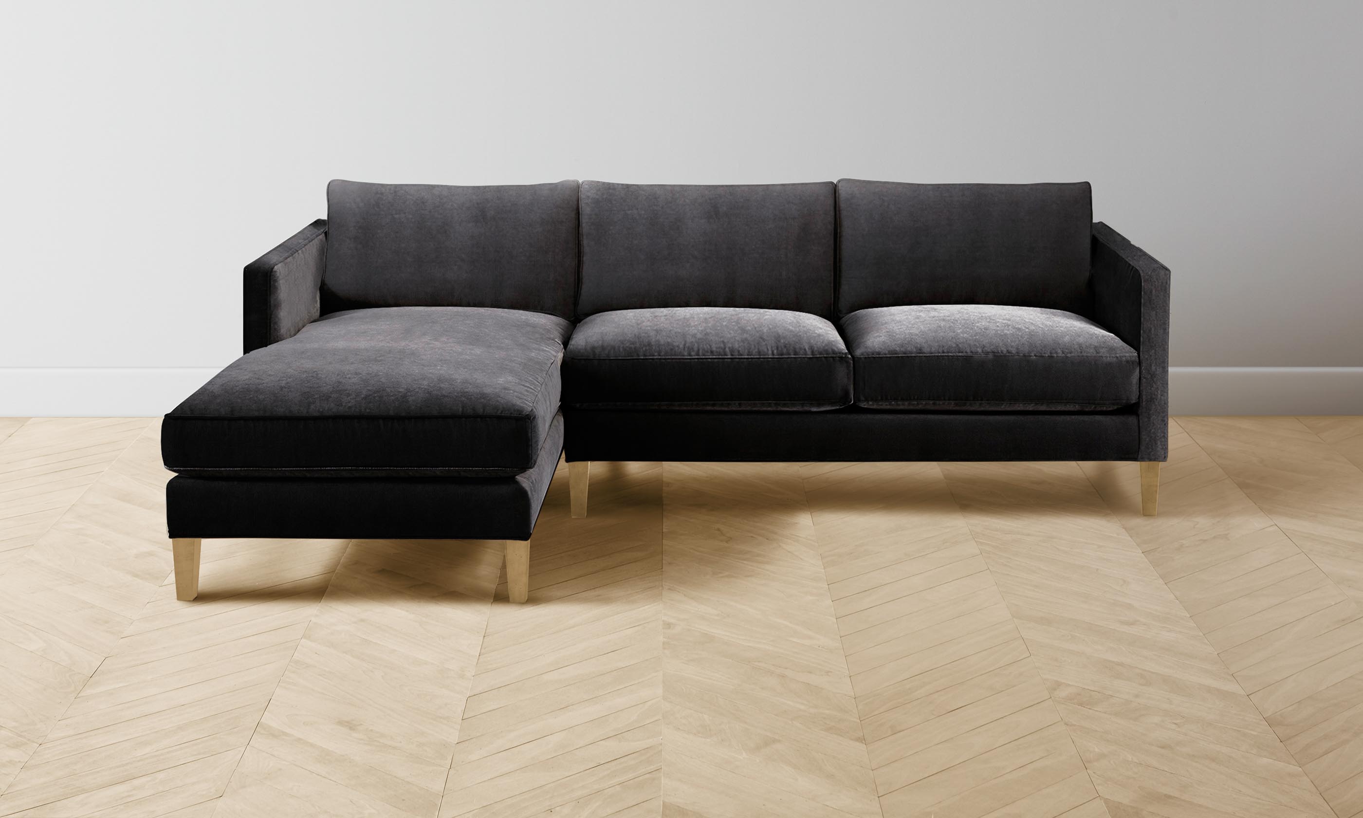 The Crosby Sectional Sofa - Performance Velvet Slate Blue Modern Living Room Furniture for Small Spaces | Perfect for Apartments, Condos & Cozy Homes