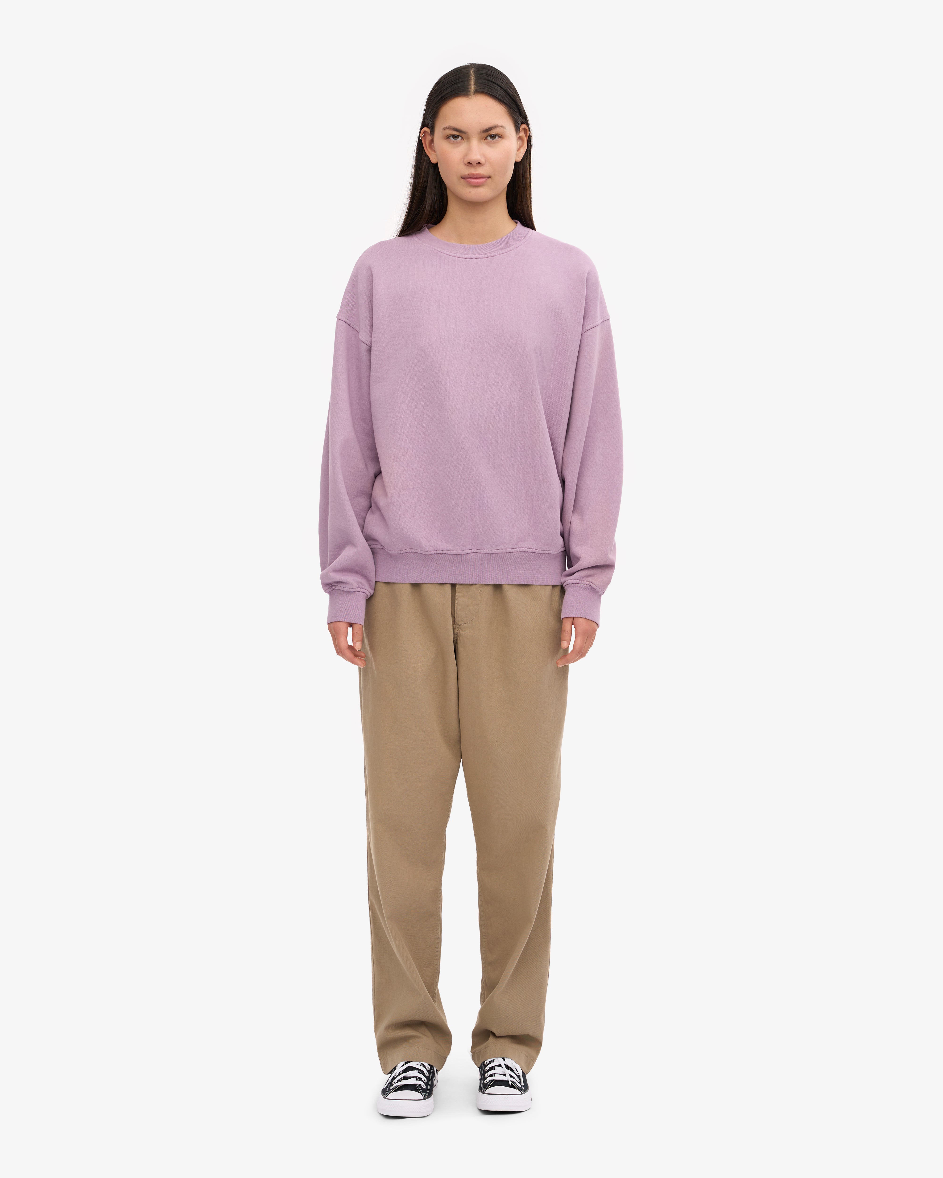 Organic Oversized Crewneck Sweatshirt for Women - Soft Pearly Purple Pullover | Cozy Loungewear & Casual Outfit for Fall & Winter