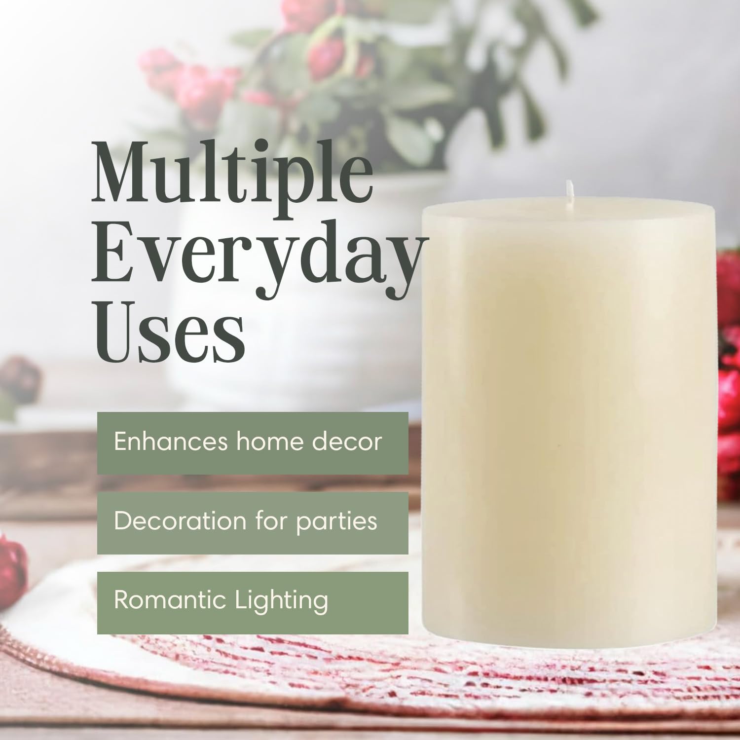 Premium Unscented Ivory Pillar Candle - 4x6 Inch Hand-Poured Luxury Wax for Home Decor | Smokeless, Dripless, 120-Hour Burn Time | Perfect for Weddings, Dinner Parties & Relaxing Ambiance