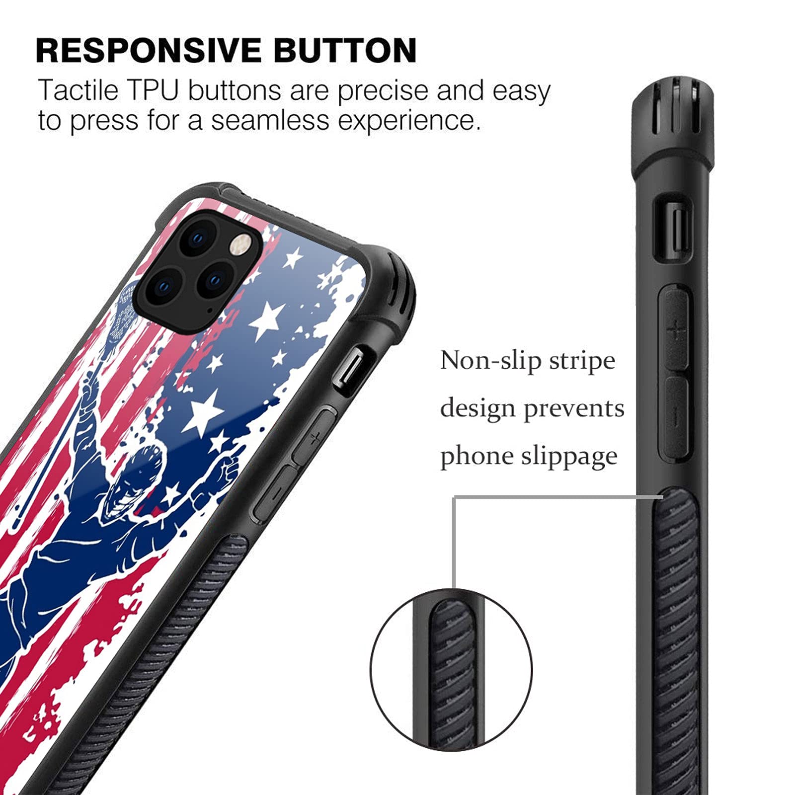 Shockproof iPhone 12 Mini Case with American Flag Lacrosse Design - Anti-Scratch Hard PC Back Cover for Girls | Perfect for Sports, School & Everyday Protection