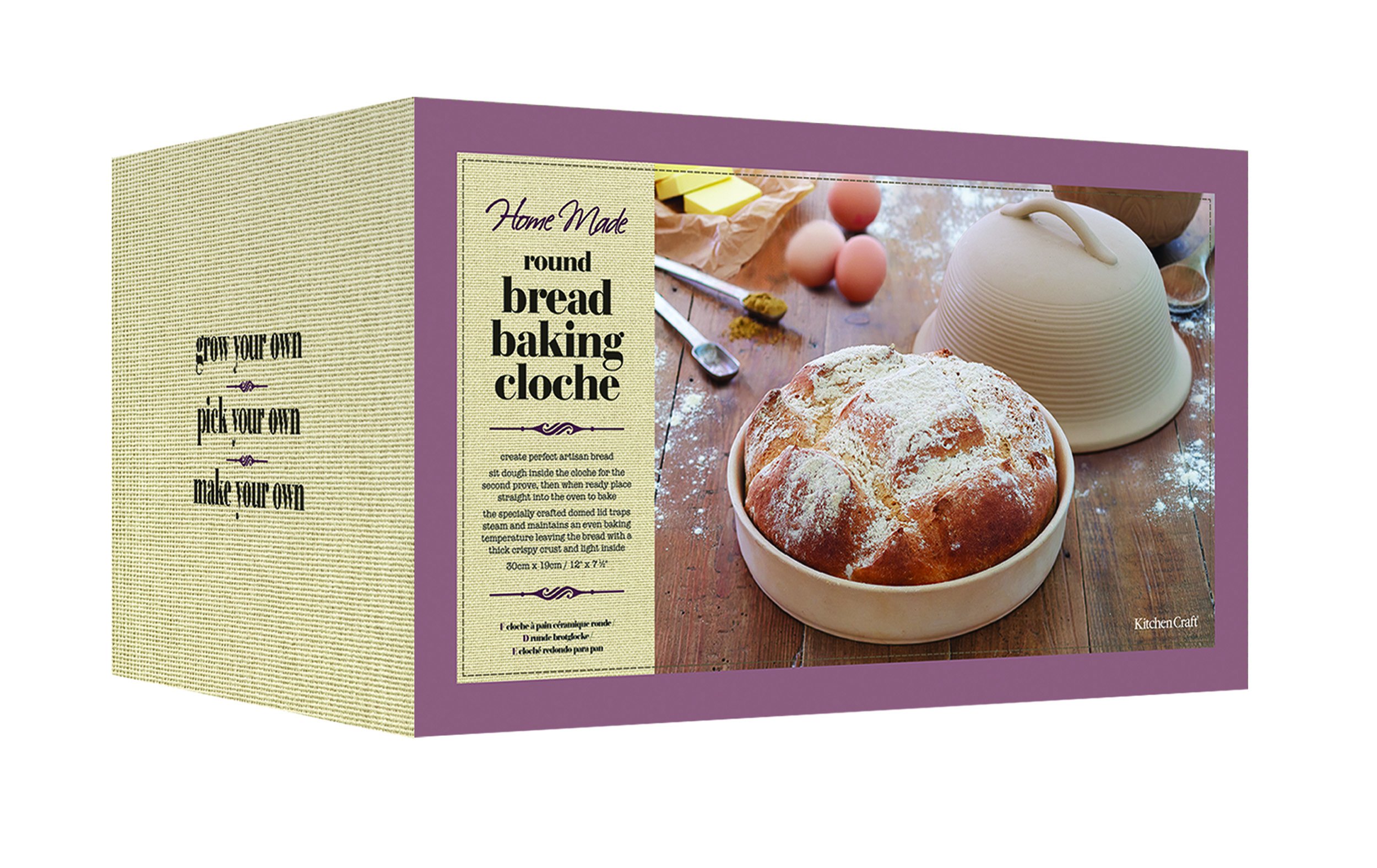 Kitchen Craft 30cm Stoneware Bread Baking Cloche Dome - Handmade Round Bread Maker for Artisan Sourdough, Homemade Loaves & Rustic Baking - Perfect for Home Bakers & Professional Kitchens