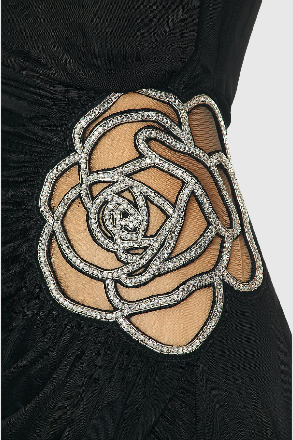 Janett One Shoulder Floral Embellished Mini Dress - Black | Elegant Cocktail Party & Evening Wear for Women