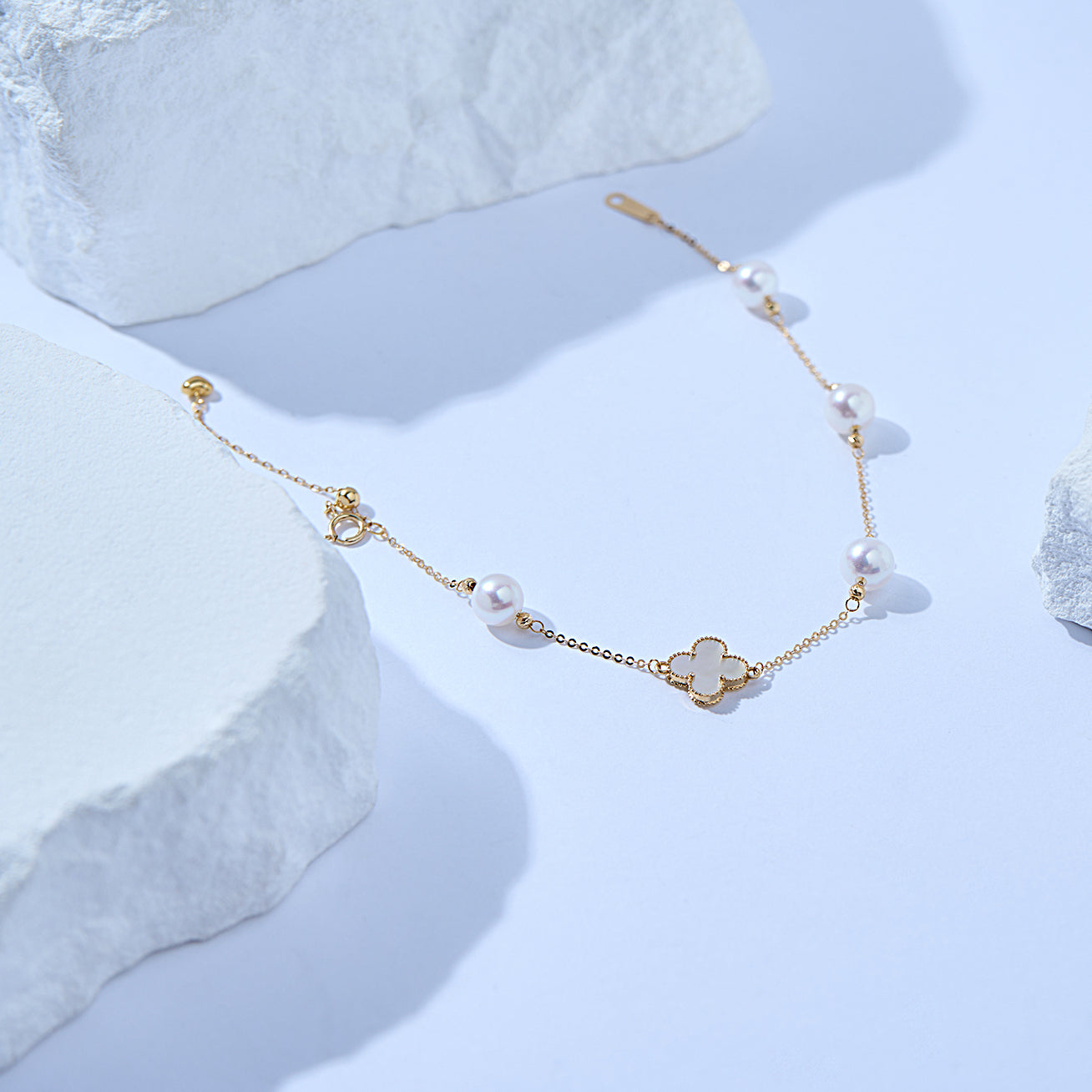 18K Solid Gold Akoya Pearl Bracelet for Women - Elegant Luxury Jewelry Gift for Anniversary, Birthday & Special Occasions (KB00058)