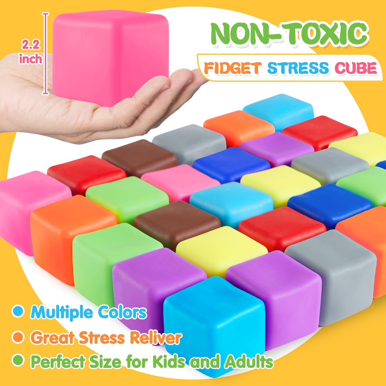 24 Pack Stress Relief Fidget Toys for Kids & Adults - Slow Rising Squishy Stress Balls, Soft Dough Anxiety Relief Toys for Office, Classroom & Home Use