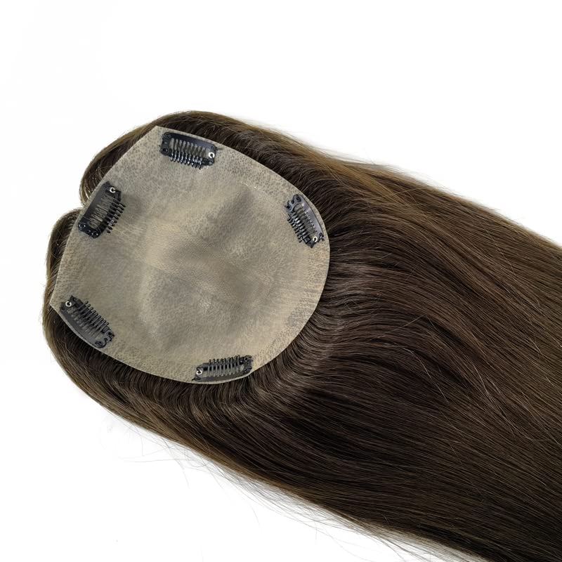 6x6.3 Inch Silk Base Human Hair Toppers for Women - Natural Looking Clip-in Hairpiece for Thinning Hair & Hair Loss (14 Inch, 2 Pack) - Perfect for Daily Wear, Special Occasions & Confidence Boost