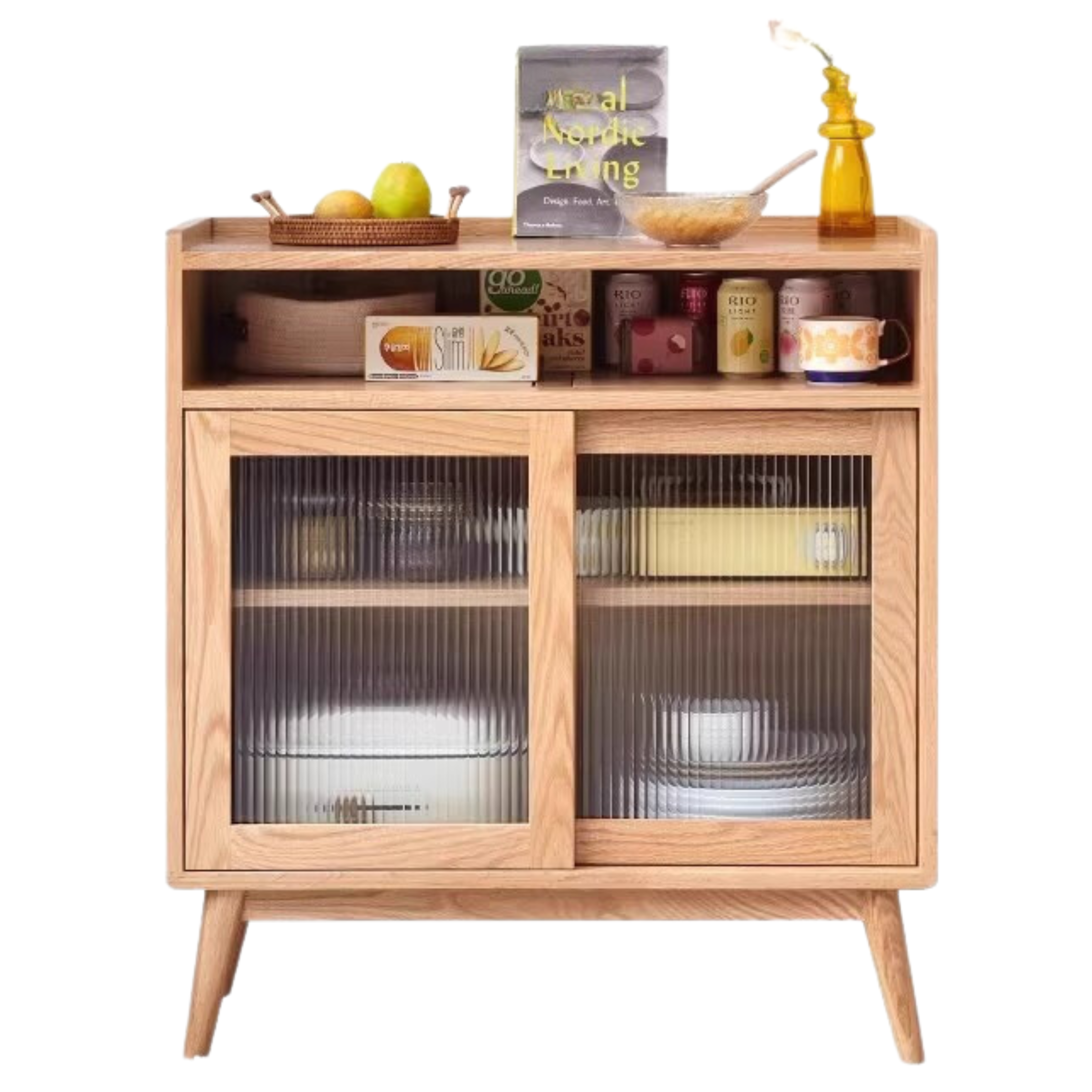 33.9x15.7x37 inch / 86x40x94сm / Natural wood color / Sideboard Sliding Doors