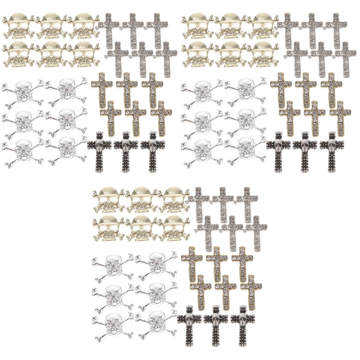 Minkissy 3 Sets Halloween Nail Charms - Skull Beads Nail Art Decorations, Skeleton Nail Jewelry Kit with 90pcs (30pcs*3) for DIY Nail Designs - Perfect for Halloween Parties, Costume Nails & Gothic Nail Art