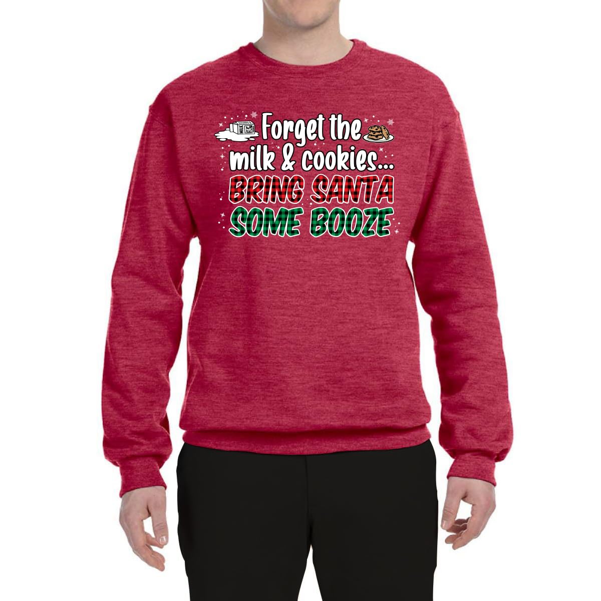 Wild Bobby Santa Booze Graphic Sweatshirt - Funny Christmas Unisex Crewneck Sweater for Holiday Parties & Gifts
