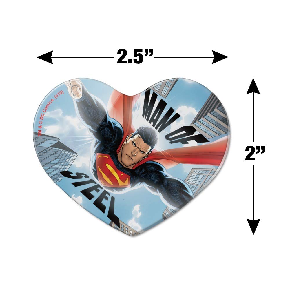 Superman Man of Steel Heart Acrylic Refrigerator Magnet - Cool DC Comics Collectible for Fridge, Office & Home Decor - Perfect Gift for Superhero Fans