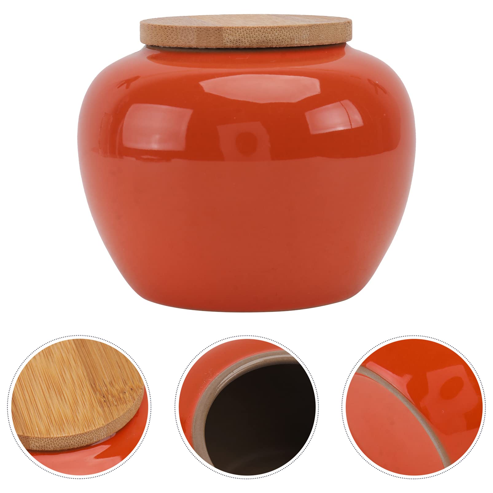Japanese Style Ceramic Tea Canister with Bamboo Lid - Airtight Storage Jar for Tea, Coffee Beans, Spices, Nuts & Candy | Perfect for Kitchen, Pantry & Gift Giving