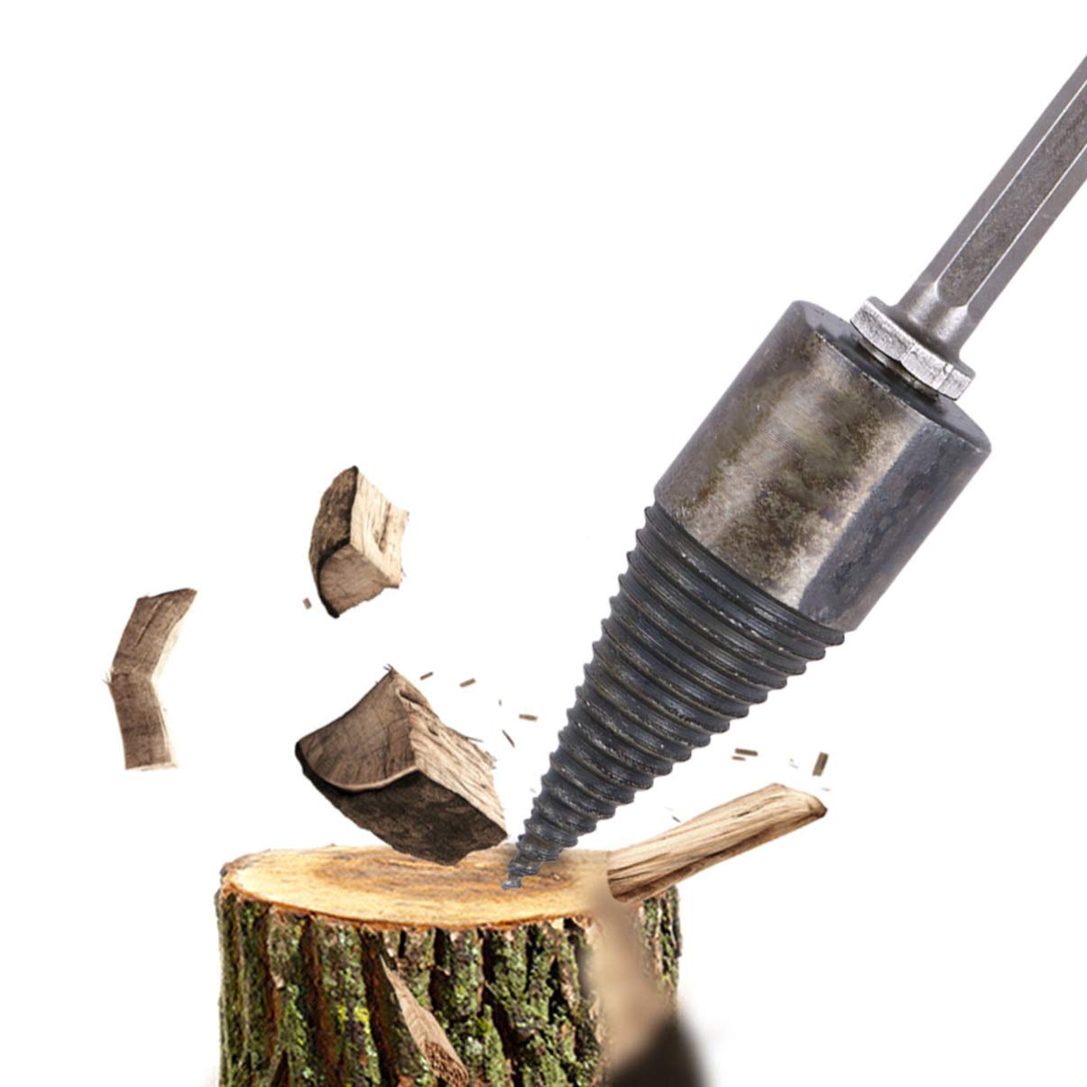DOITOOL 32mm Hexagon Steel Firewood Log Splitter Drill Bit - Heavy Duty Wood Splitting Tool for Fast Firewood Chopping & Splitting - Perfect for Fireplaces, Wood Stoves, and Camping