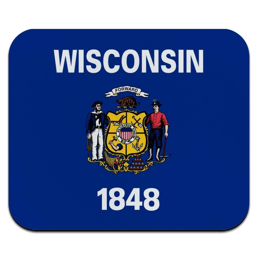Wisconsin State Flag Low Profile Thin Mouse Pad - Non-Slip Rubber Base, Smooth Surface for Gaming & Office Use - Perfect for Home, Work & Travel Laptop Setup