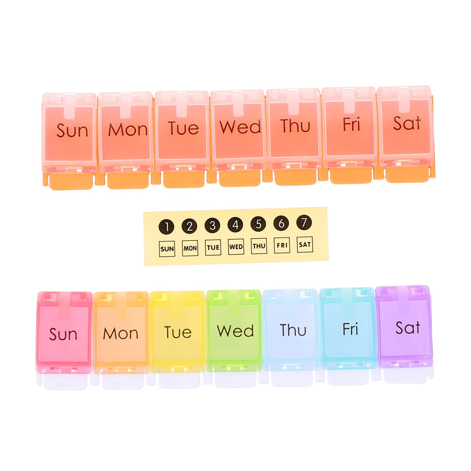 Healifty 2-Piece Travel Medicine Organizer - Portable Weekly Pill Container with Divided Compartments, Plastic Storage Box for Pills, Vitamins & Supplements | Perfect for Travel, Camping & Daily Use