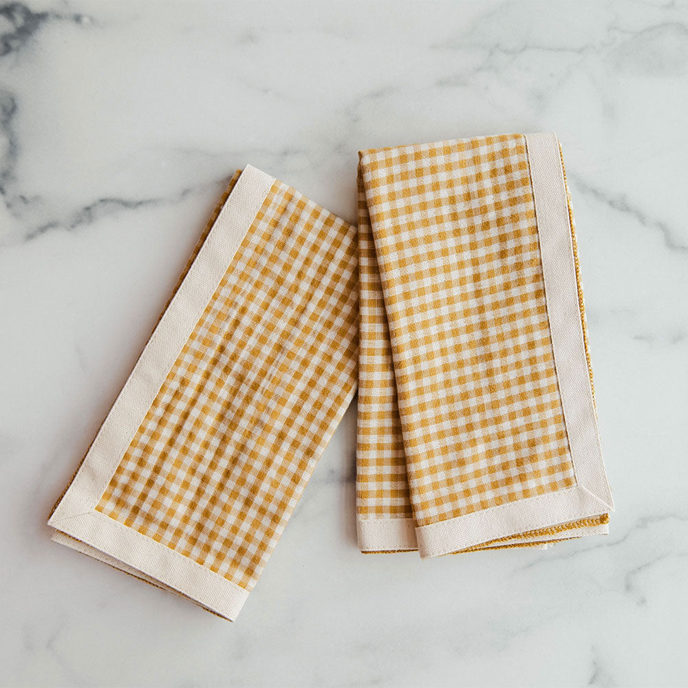 Premium Gingham Cotton Napkin Set - 12-Piece Reusable Dinner Napkins for Kitchen, Dining, and Picnic - Soft & Absorbent Cotton Fabric for Everyday Use and Special Occasions