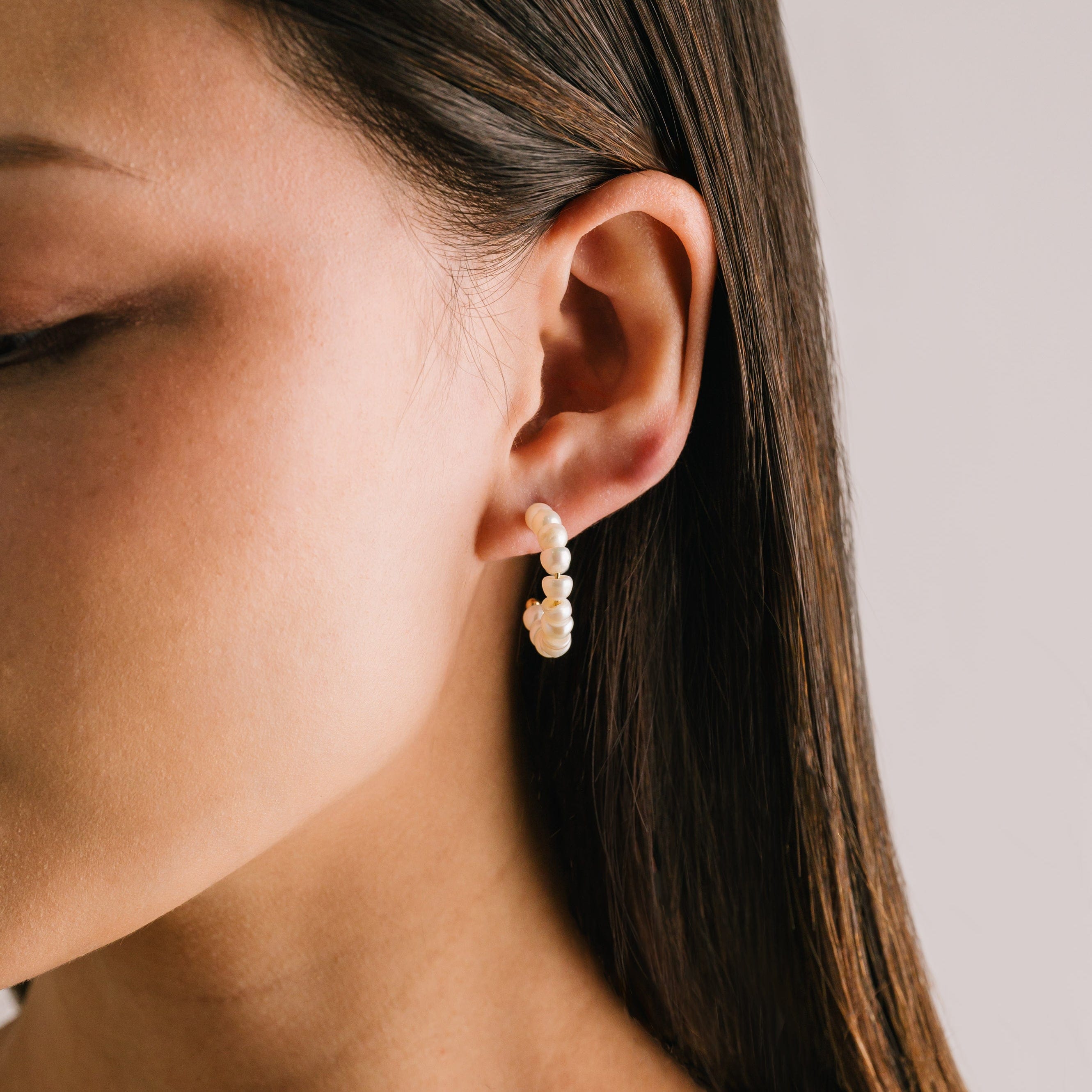 Isola Pearl Hoop Earrings for Women - Elegant 14K Gold Plated Pearl Earrings | Perfect for Weddings, Parties & Everyday Wear