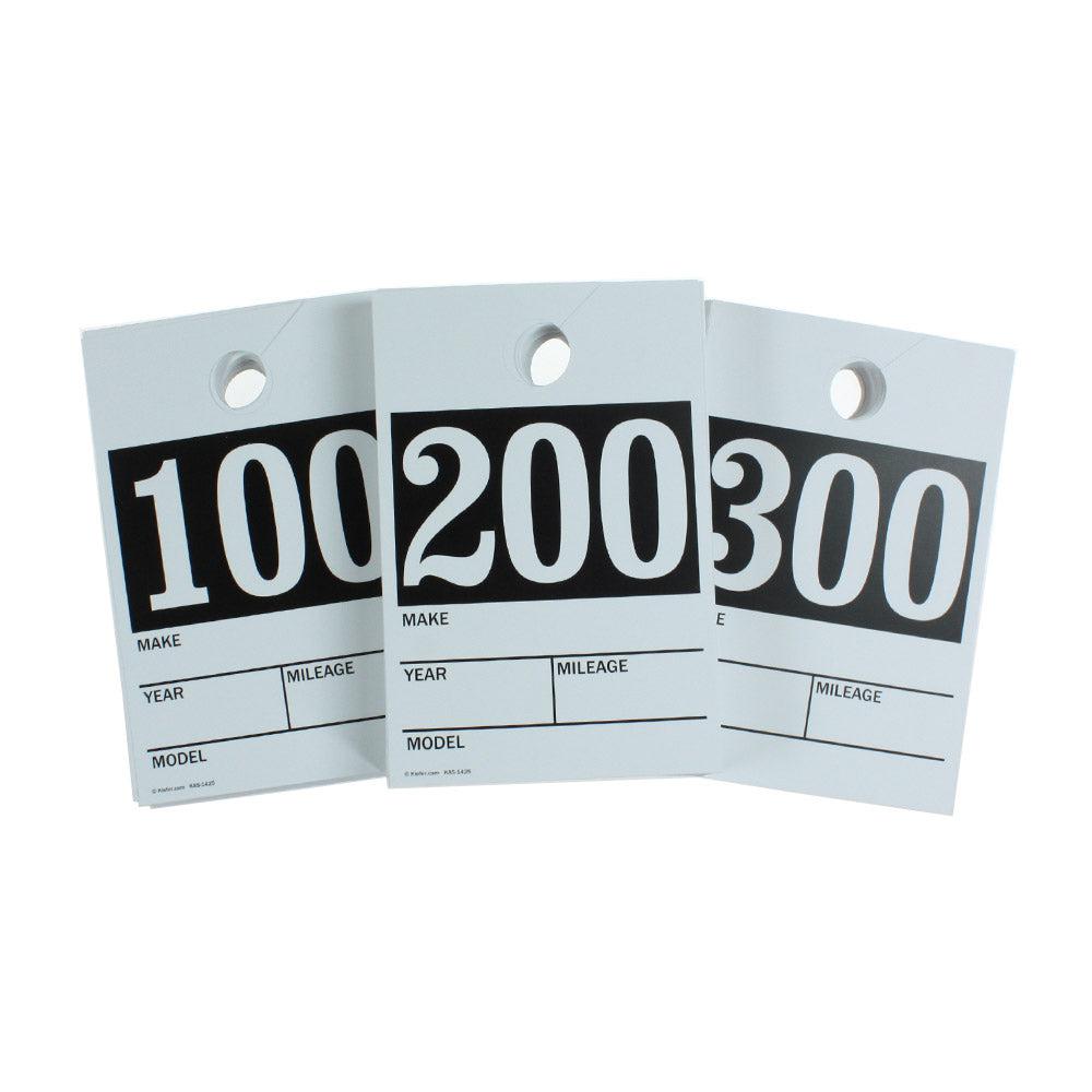 Pre-Numbered Vehicle Mirror Hanging Cards - 100 Pack for Parking, Events & Fleet Management | Durable & Weatherproof