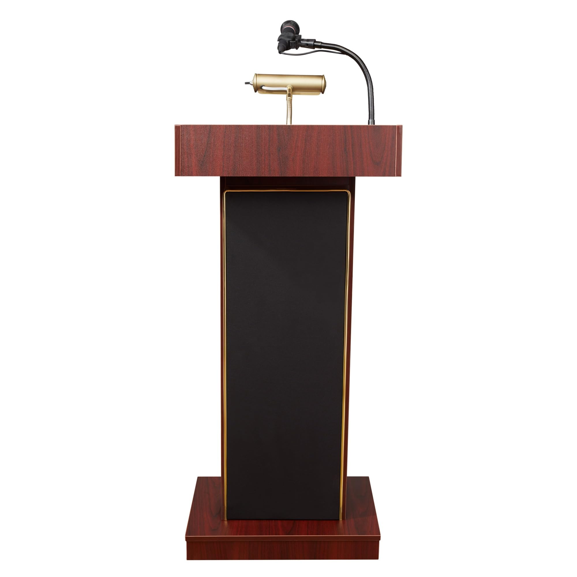 Oklahoma Sound 800X-7 Orator Lectern & Headset Microphone with Mahogany Finish - Perfect for Public Speaking, Church Sermons, and Conference Presentations