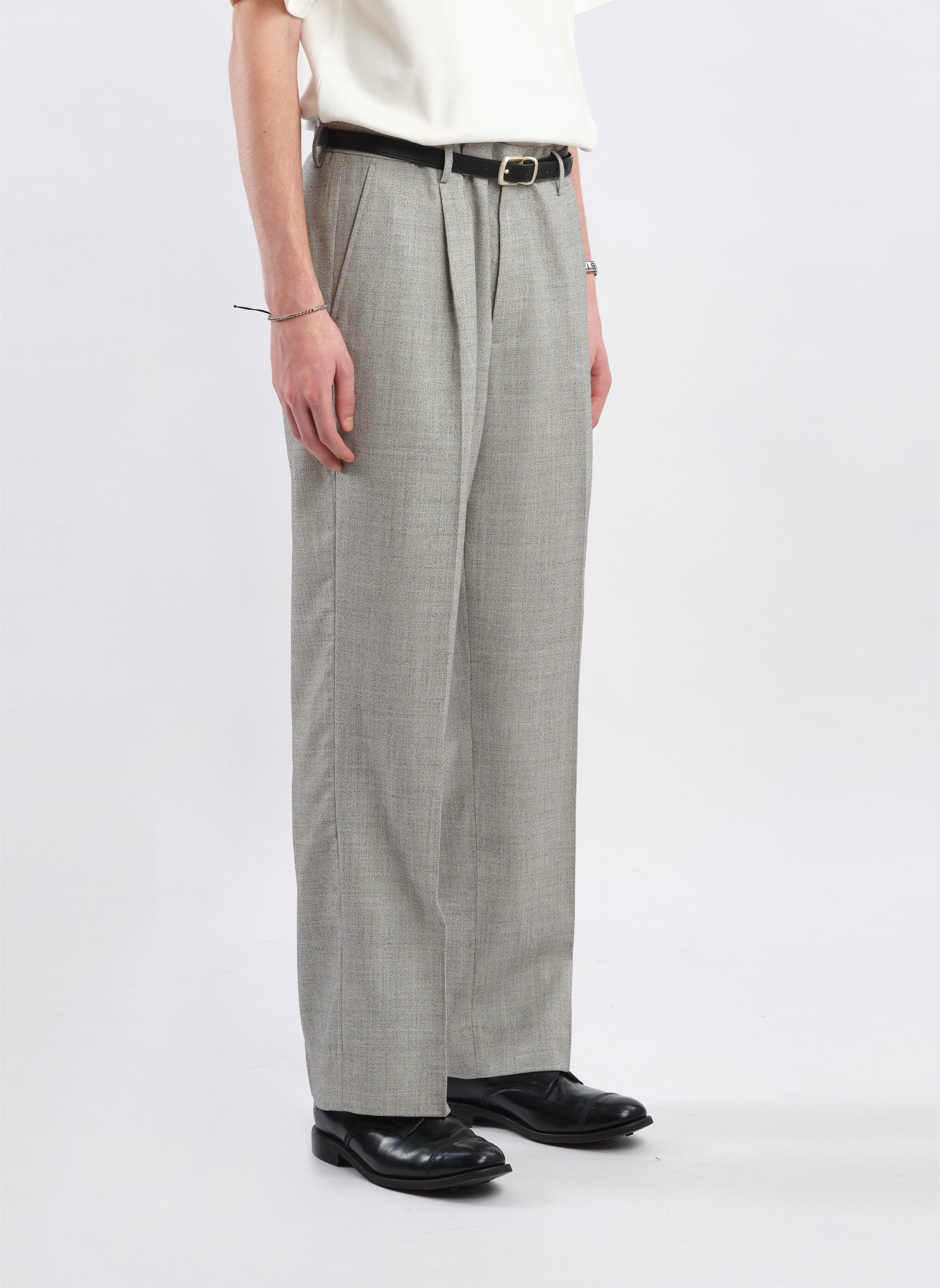 Marzotto Organic Wool Pleated Dress Pants for Men - Premium Business & Formal Wear - Comfortable Office & Wedding Attire
