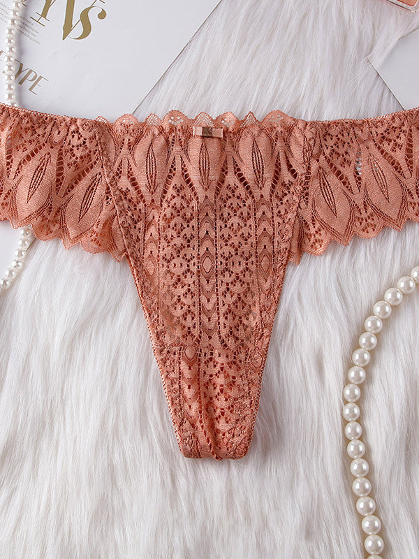 ZASUWA Women's Roman Knot Lace T-Back Panties - Sexy Lingerie Underwear for Date Night & Special Occasions